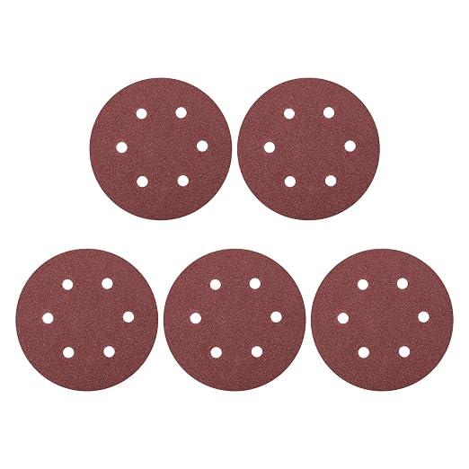 HARFINGTON 5 Pcs 6 Inch Sanding Discs 40 Grit Red Aluminum Oxide 6 Hole | Hook by HARFINGTON