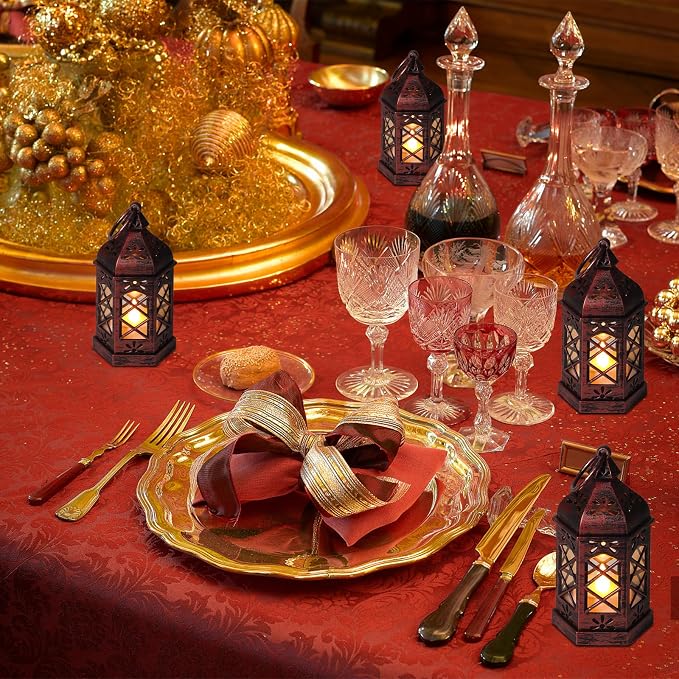 12-Pcs Mini Lanterns, Small Candle Lanterns Decorative, LED Tea Light Lantern - Image 3