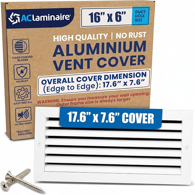16x6 Aluminum Wall Ceiling Air Return Vent Cover HVAC Rustproof Grille by ACLAMINAIRE