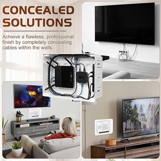 9" in Wall TV Media Box for Device & Cable Management Hidden Outlet Box - Image 7