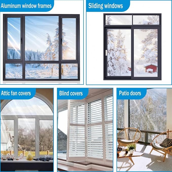 Window Insulation Kit for Winter, 63×394" Window Plastic for Winterizing | - Image 7