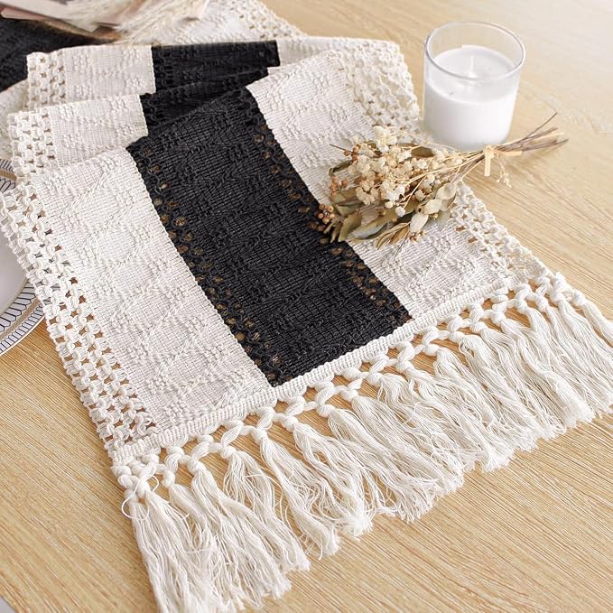 Farmhouse Table Runner for Home Decor 12x60 Black Fall Home Decor | 60Inches by FEXIA