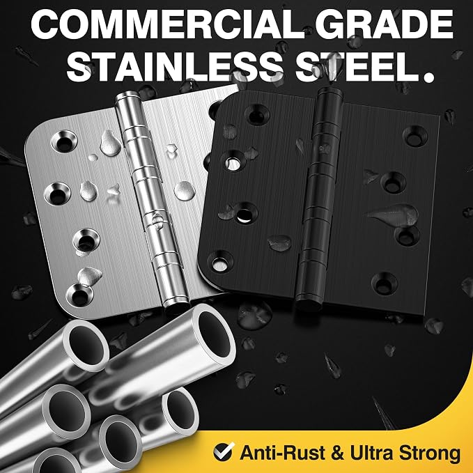 KOLET Ball Bearing Door Hinges, 4 x 4 Inches Door Hinges, Square and 5/8'' - Image 2