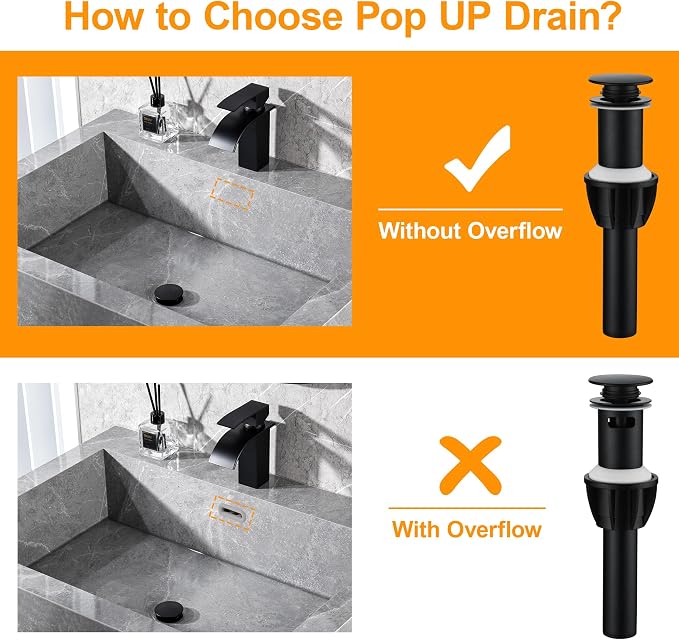 TIORIY Vessel Sink Drain Without Overflow, Plastic Bathroom Pop up Sink Drain - Image 2