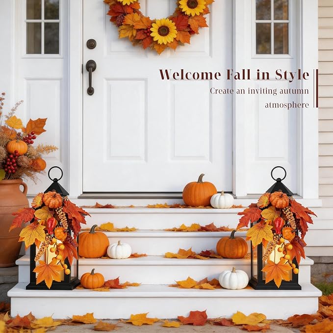Fall Lanterns Decorative Indoor & Outdoor, Thanksgiving Decorations - Image 7