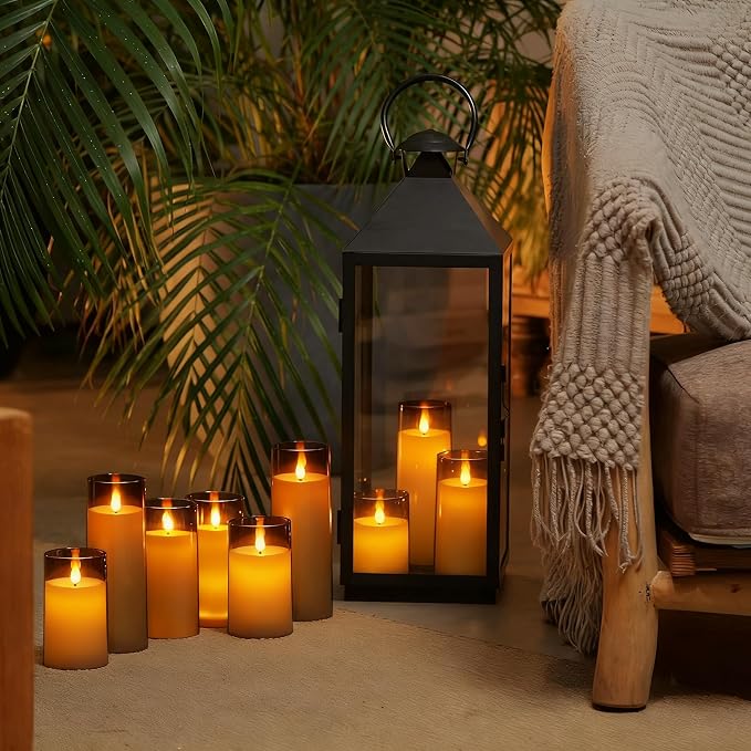 Homemory Gray Flickering Flameless Candles, Battery Operated Acrylic LED Pillar - Image 3