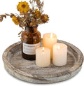 Hanobe Round Wood Candle Holder Tray, Rustic Coffee Table Centerpiece Decor | by Hanobe