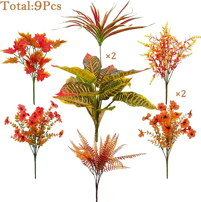 Artificial Fall Flowers for Outdoors Fake Plants Fall Decor, Faux Plants UV - Image 3