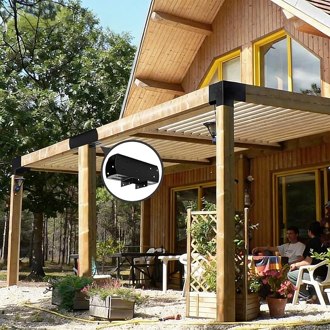 2 Pcs 4"x 4" 3-Way Pergola Bracket Post | T-Shaped Bracket Woodworks Pergola - Image 6