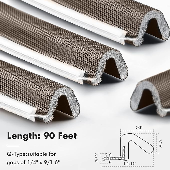 BBTO Weather Stripping Door Window Seal V-Shaped Foam Kerf, 90 Feet, - Image 3