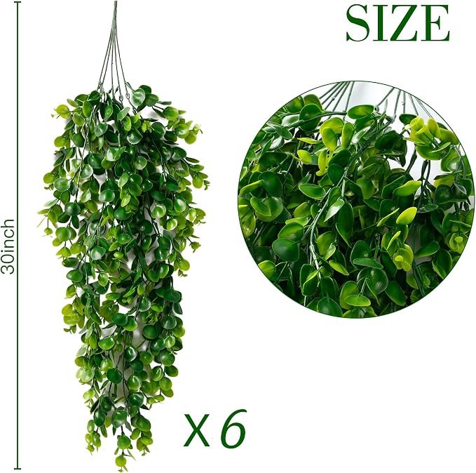 Sggvecsy 6 Pack Artificial Hanging Plants Fake Hanging Plant Faux Hanging - Image 6