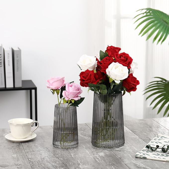 Ribbed Flower Vases Set of 2, Flower Vase - Image 4
