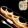 5V USB LED Strip Lights, 3.28FTx2 3Key COB Light Strip Warm White, Short LED by Unknown