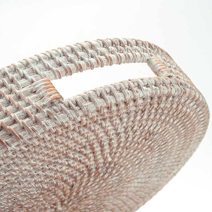 11.8" Round Rattan Tray, Hand Woven Serving Tray - Image 3