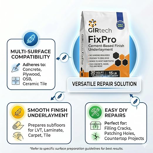 FixPro Feather Finish Skim Coat 15 LBs – Fast-Drying Cement Floor Patch & - Image 2