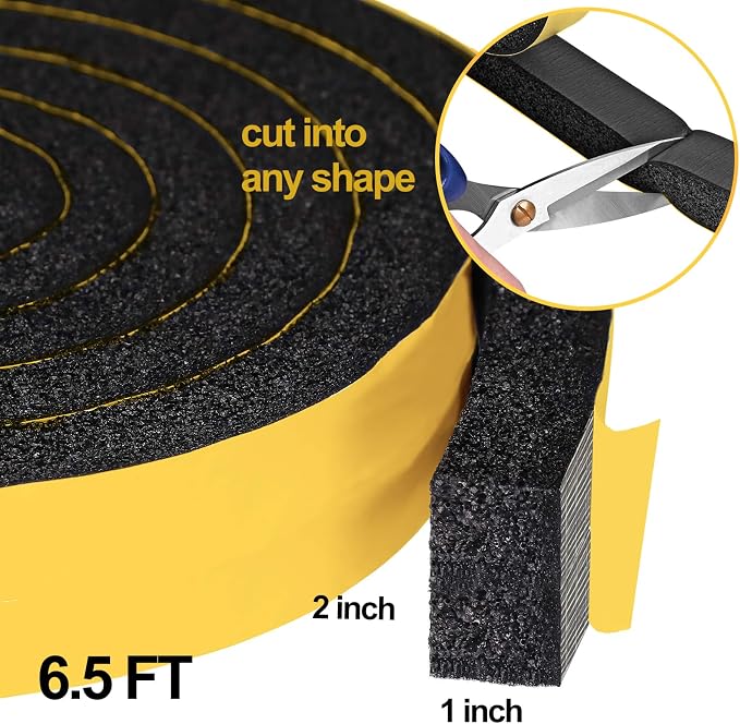 High Density Foam Tape Air Conditioner Window Seal, 2x1 Inch Thick Foam Stripe - Image 2