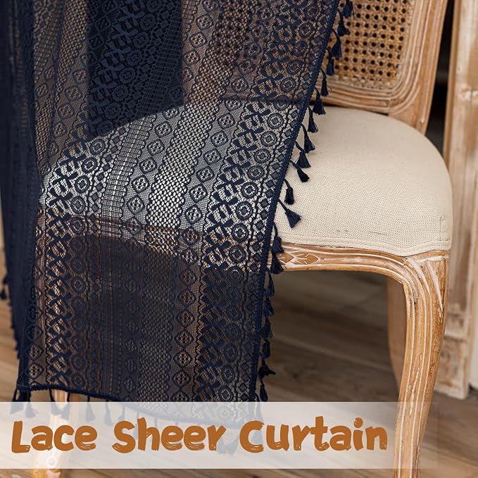 Sutuo Home Navy Blue Boho Doorway Curtain - Image 6