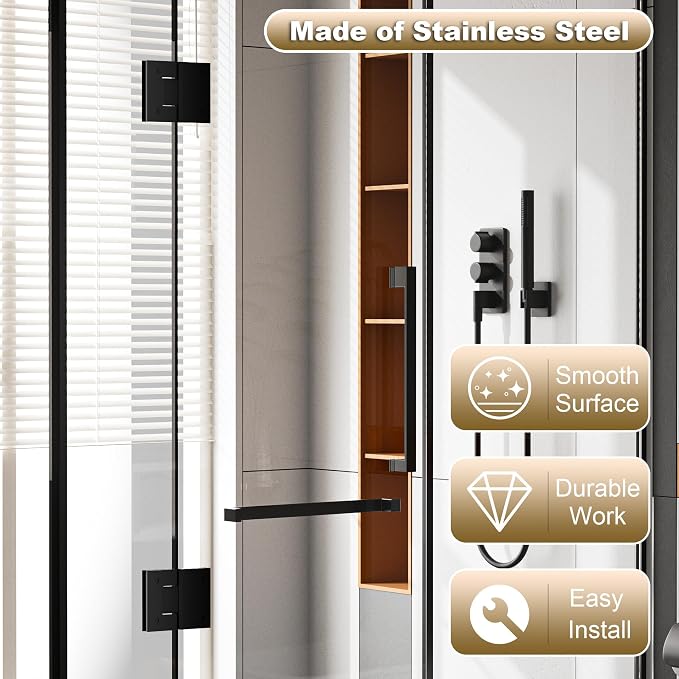 Alise Glass Shower Door Hinge, 180° Shower Hinge - Image 4