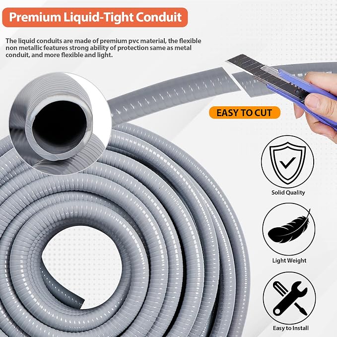Liquid-Tight Conduit 1/2 100ft w/UL Certification | Flexible Electrical Conduit - Image 3