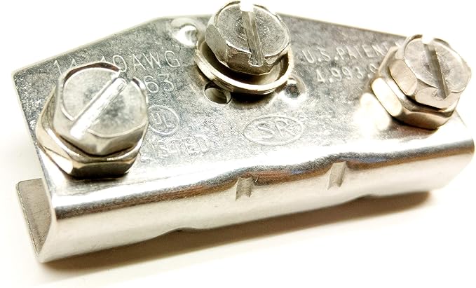Front Meter Box Ground Clamp, Stainless Steel Plate Style, by Unknown