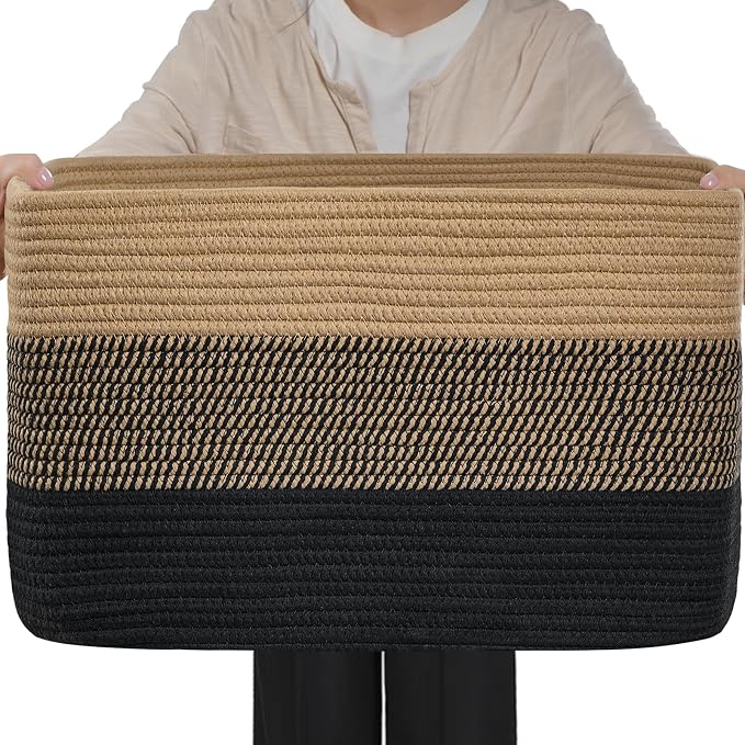 Optish 95L Large Woven Blanket Basket, Storage Basket by Optish