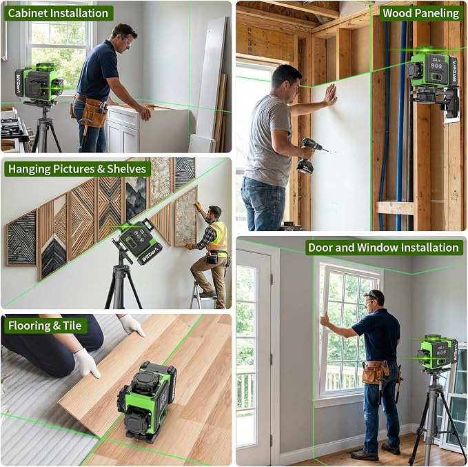 16 Line Laser Level, 4x360° Green Laser Leveler, ±4° Auto Self Leveling - Image 9