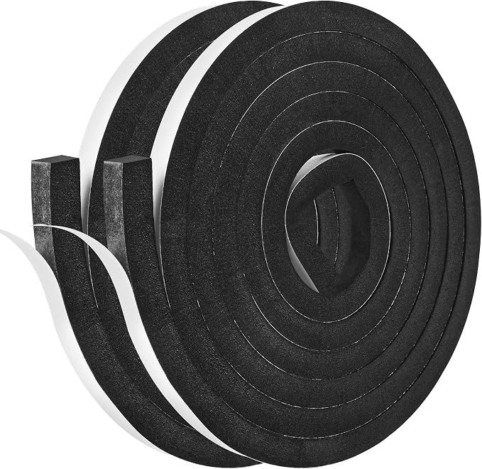 Kikerike Self Adhesive Foam Tape Weatherstrip 1/2In x 1/2In x 16.5Ft High by Kikerike