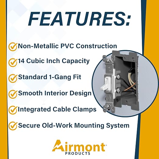 Airmont Products 14 in. Old Work Electrical Box, 1-Gang 14 Cu in Non-Metallic - Image 6