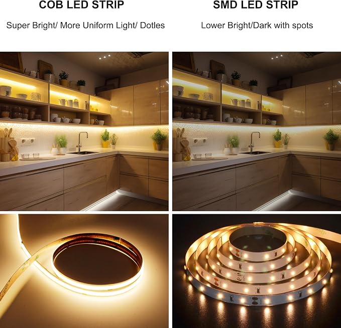 AXMOTUT 32.8ft COB LED Strip Light Warm White, High Bright LED Strips - Image 3