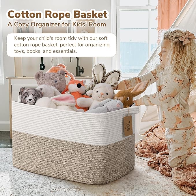 Goodpick 75L Extra Large Woven Rope Blanket Basket, Light Brown | 22" × 17" × - Image 2