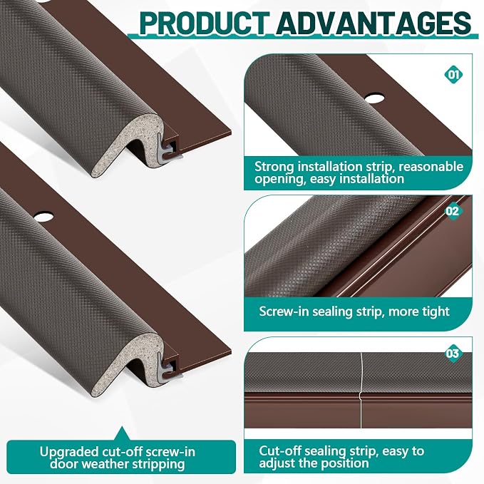 Yuntau 5 Pcs Screw on Door Weather Stripping 42" 36" Exterior Door Weather - Image 4