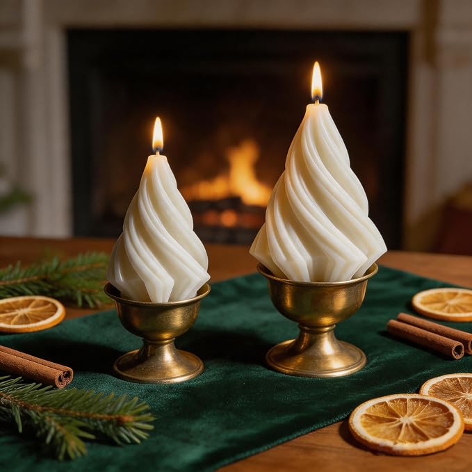 2PCS Spiral Scented Pillar Candles, Beautiful Handmade Christmas Tree Candle | - Image 9