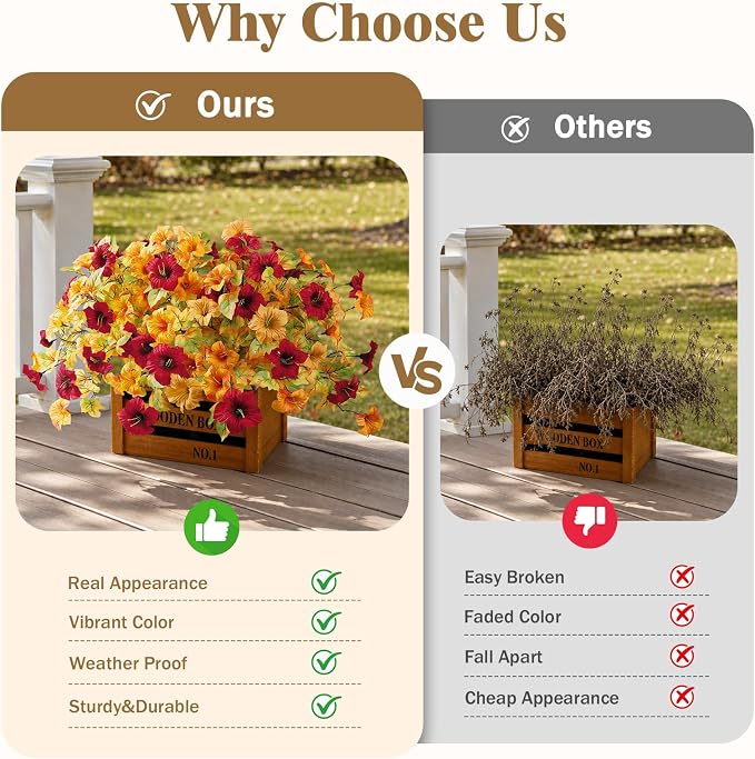 Alupssuc 8PCS Artificial Fall Flowers Fake Plants - Image 5