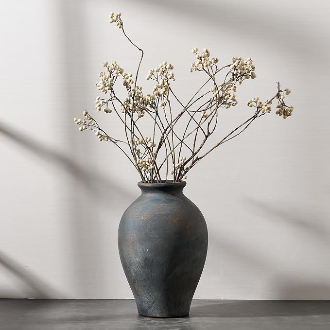 SIDUCAL Ceramic Vintage Flower Vase | 9 Inch Large Pottery Rustic Farmhouse - Image 8