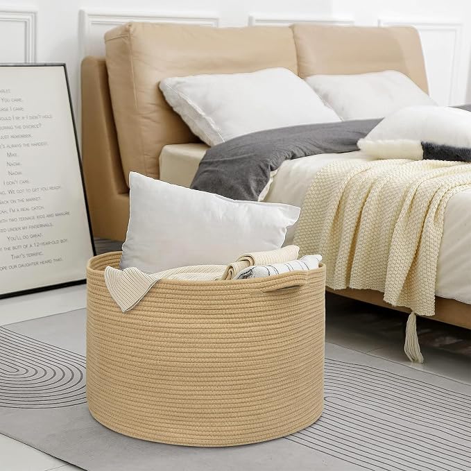 Extra Large Storage Basket, Soft Cotton Rope Bin - Image 6