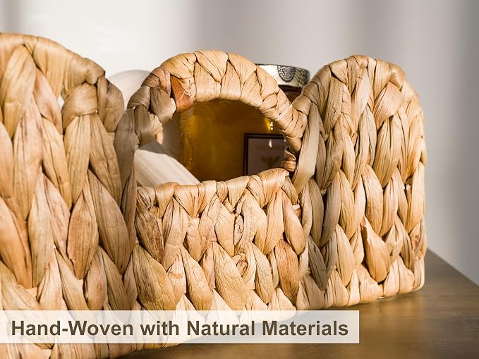 StorageWorks Scalloped Basket for Shelves, Water Hyacinth Storage Baskets | - Image 4