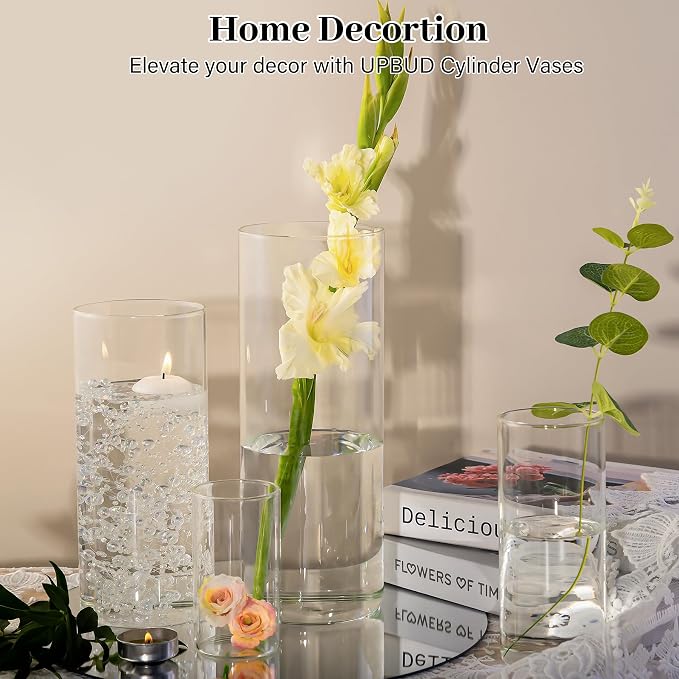 16 PCS Clear Cylinder Vases for Centerpieces - Image 3