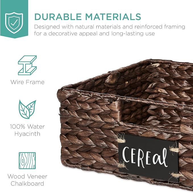 Best Choice Products Set of 4 13x12in Water Hyacinth Pantry Baskets, Woven - Image 5