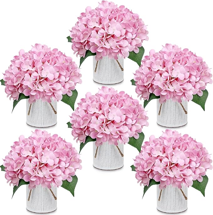 Blush Pink Flower Table Centerpieces, Hydrangeas | Floral Arrangement by DIYDOFUN