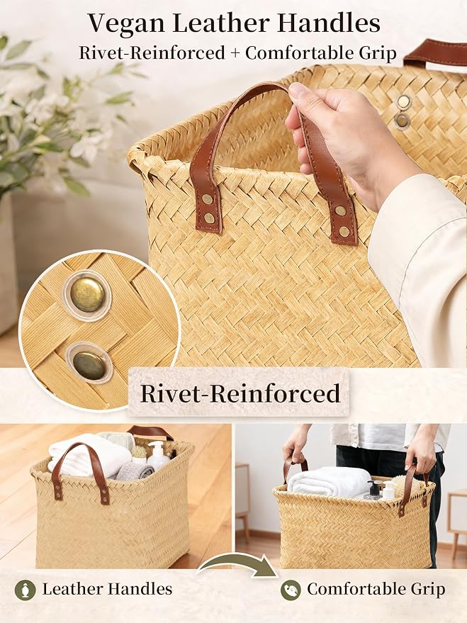 Wicker Storage Baskets, 4 Pack Woven Baskets - Image 6
