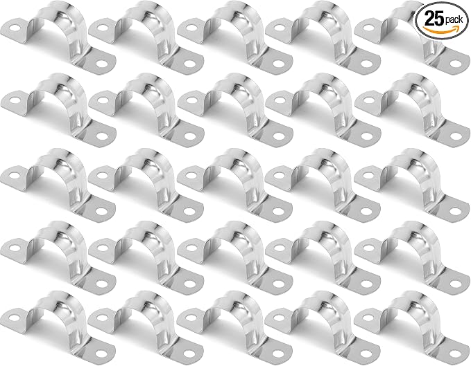 25PCS M25 304 Stainless Steel Rigid Pipe Strap Two Hole Cable Strap u Bracket by Nayciiy