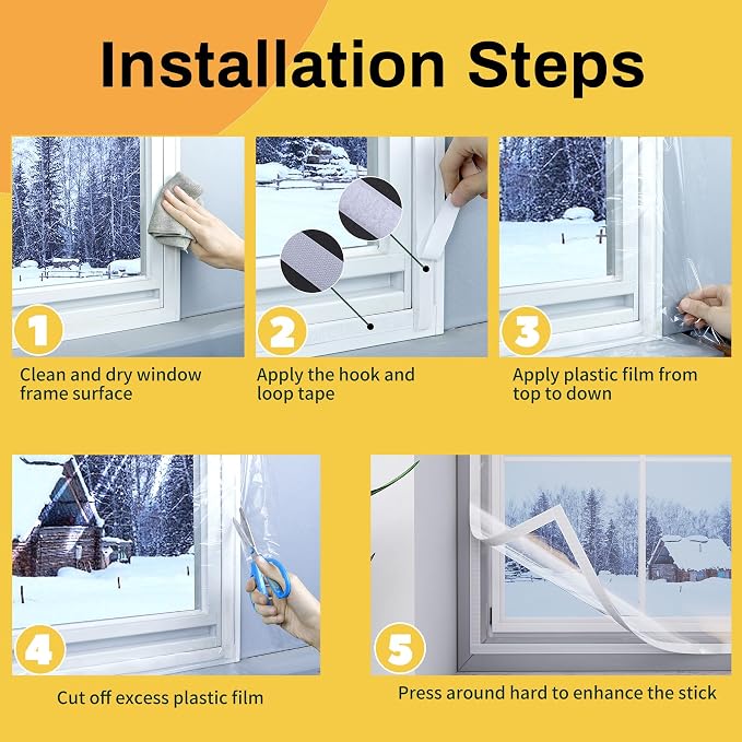 Window Insulation Kit, Reusable Transparent Plastic Film - Image 7