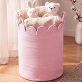 LemonRoad Round Woven Basket Pink, Cotton Rope Scalloped Edge Tassels, Nursery by Unknown