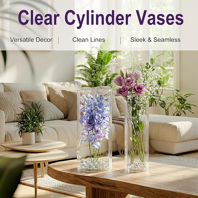 24 Pack Clear Glass Cylinder Vases, Flower Vases | Floating Candle Holder - Image 6