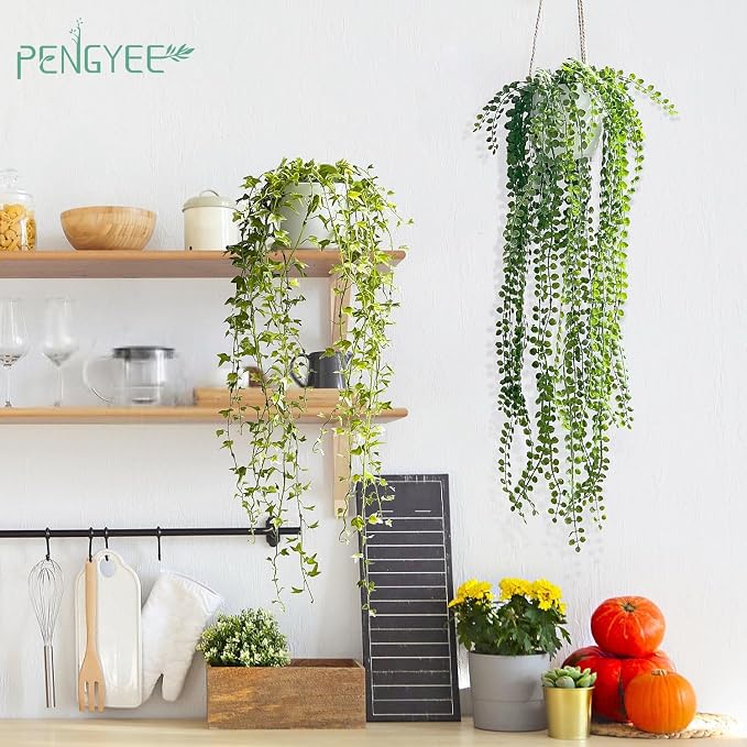 3 Packs 37" Fake Hanging Plants - Image 2
