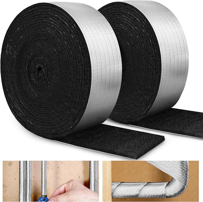 32.8 FT Pipe Insulation Wrap, Foil Pipe Wrap Insulation Tape Self Adhesive by warmfarm