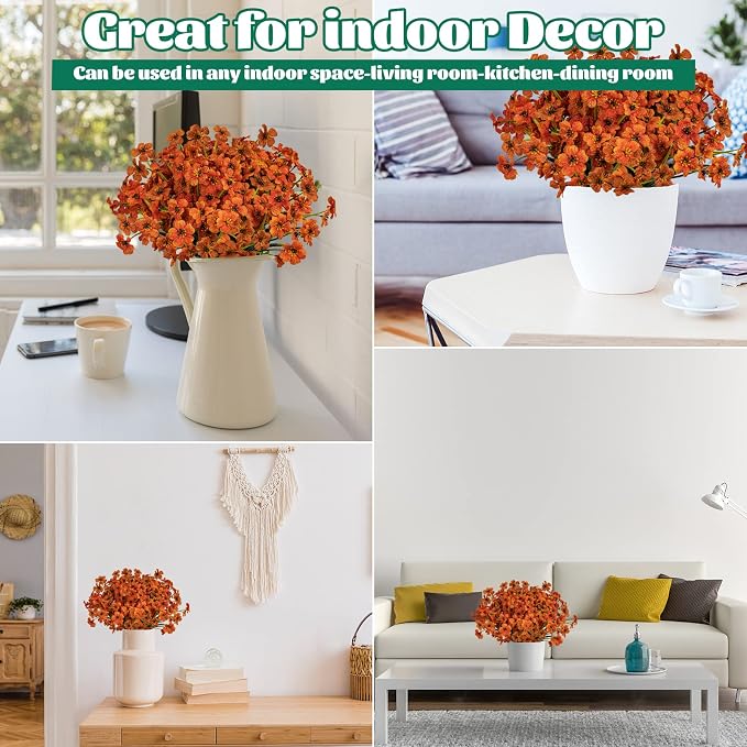 24 Pcs Artificial Flowers for Outdoor, Plastic Fake Flowers Decor, Artificial - Image 5