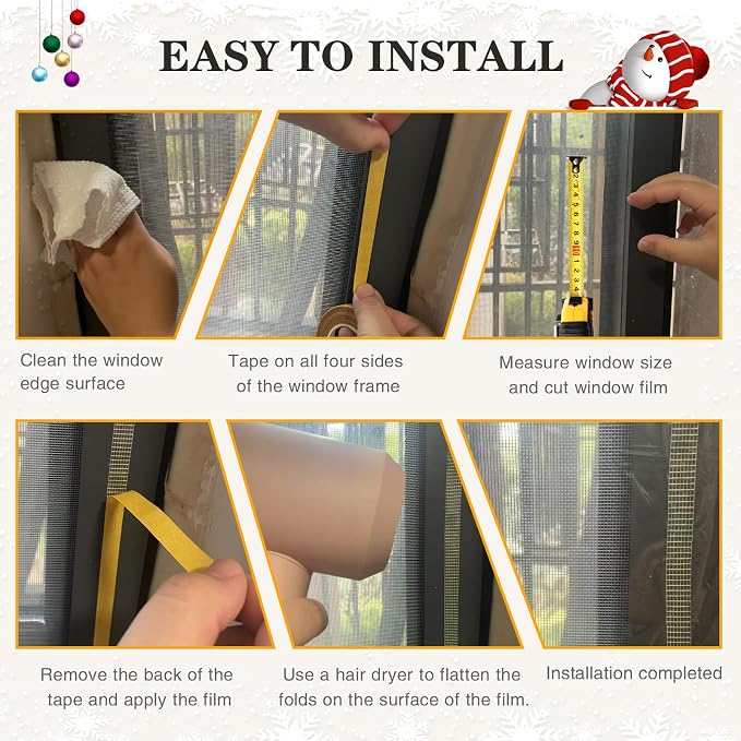 63'' x 118'' Window Insulation Kit, POF Window Sealer, - Image 5