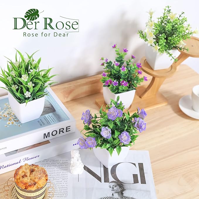 Der Rose 4 Pack Small Fake Plants - Image 5