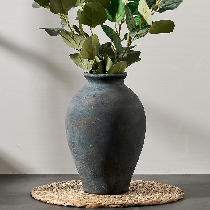 SIDUCAL Ceramic Vintage Flower Vase | 9 Inch Large Pottery Rustic Farmhouse by SIDUCAL
